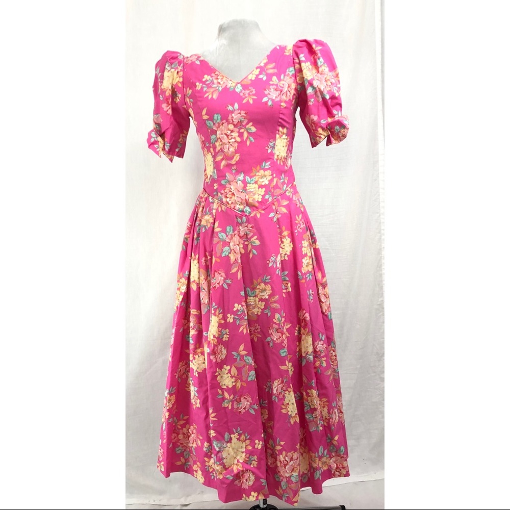 Laura Ashley Vintage US 8 Pink Floral Dress